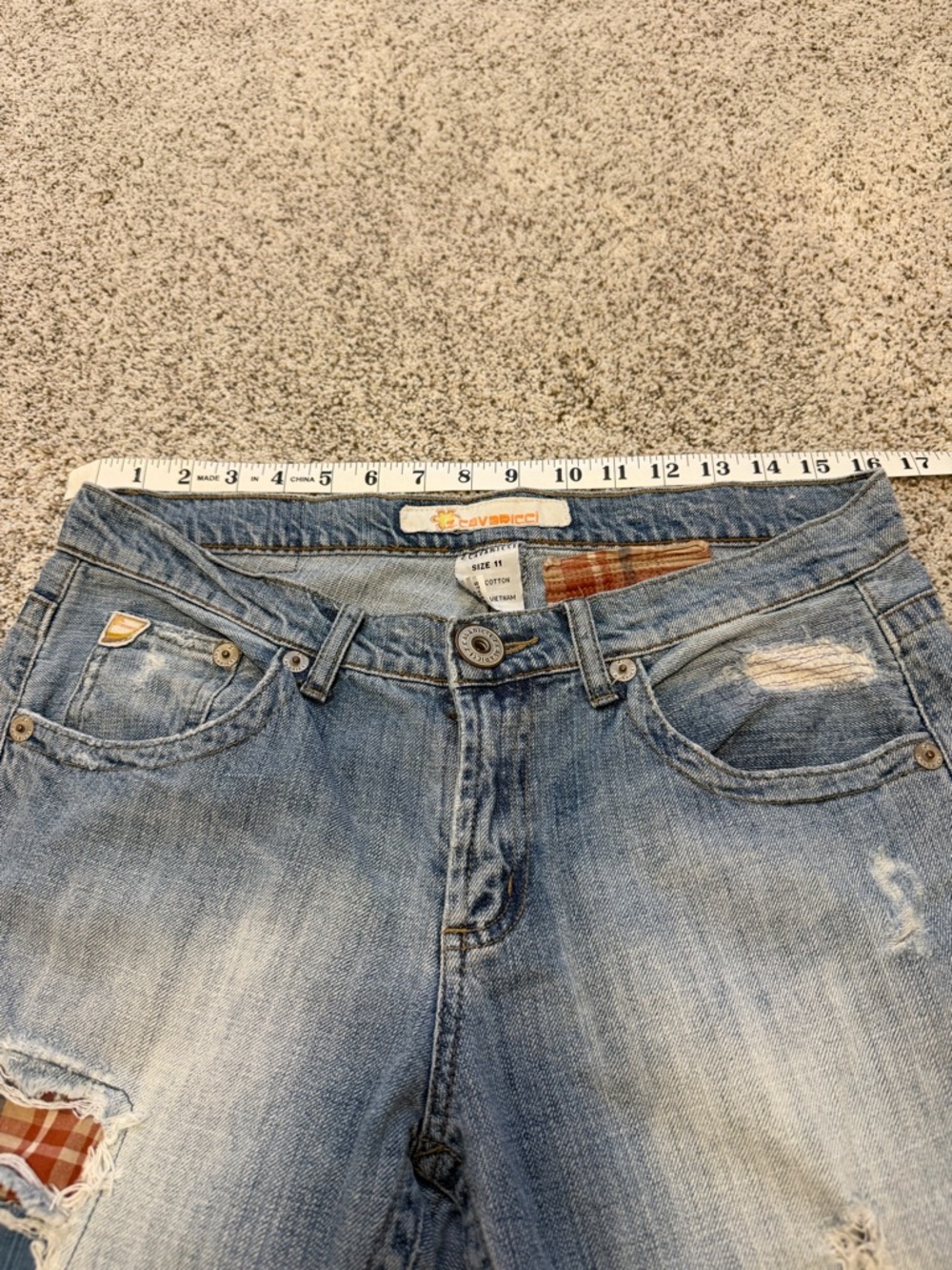 Z Cavaricci Women’s Vintage Patchwork Distressed Jeans Size 11 Y2K Boho Flare - Picture 11 of 11